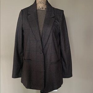 Women's Gray, Brown, and Blue plaid Blazer